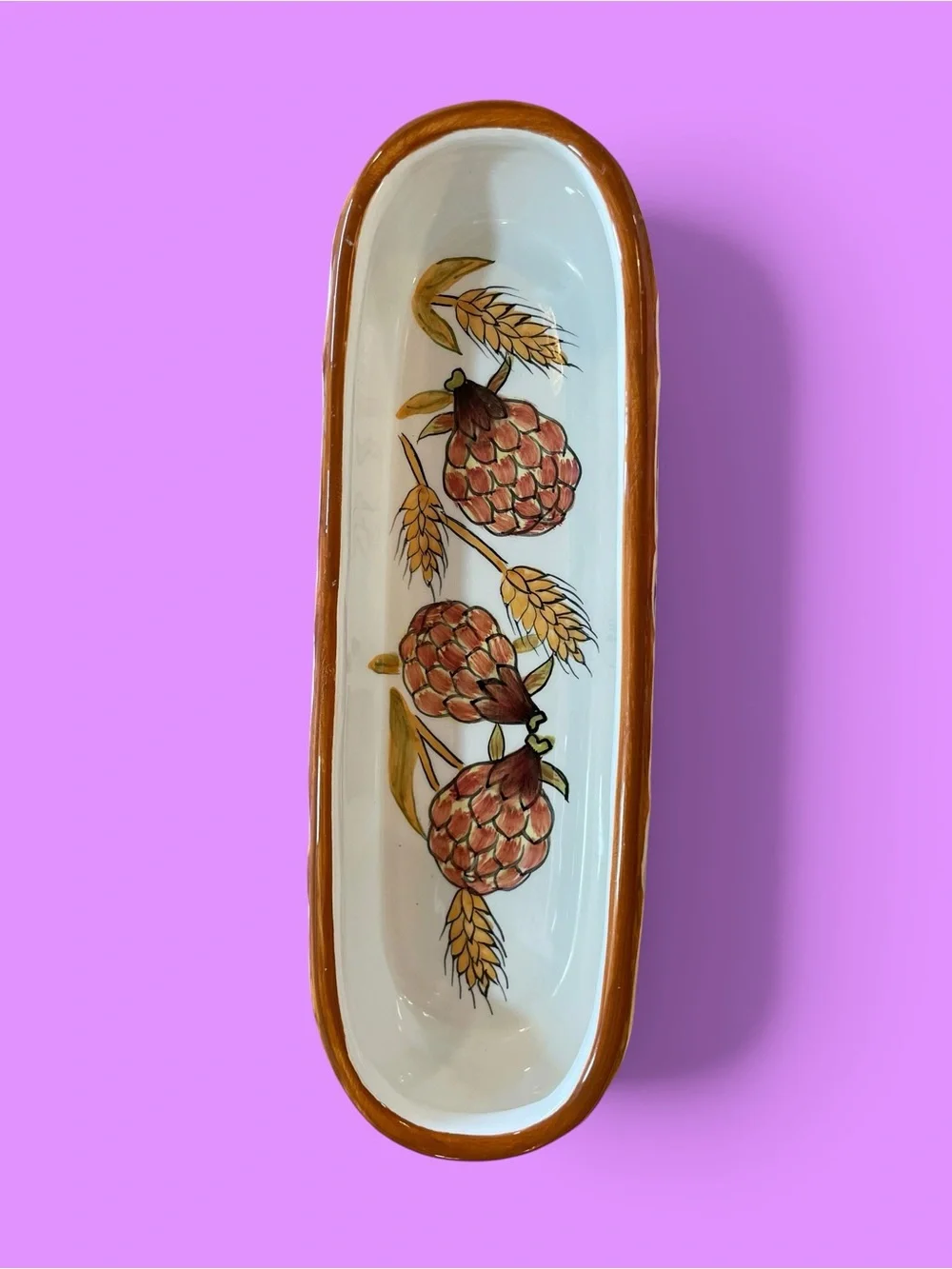 Cute ceramic acorns olive serving dish pencil tray retro vibes